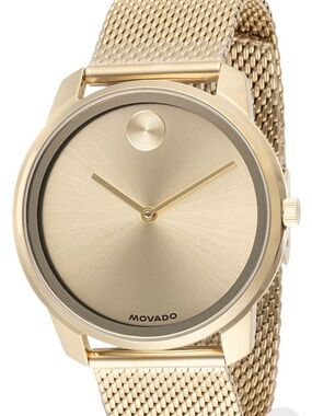 Movado Men's Gold Tone Mesh Bracelet Watch - Gold Dial